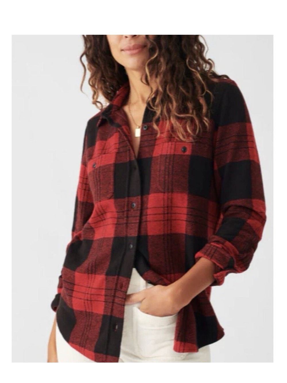 Faherty Legend women’s shirt red checkered small EUC